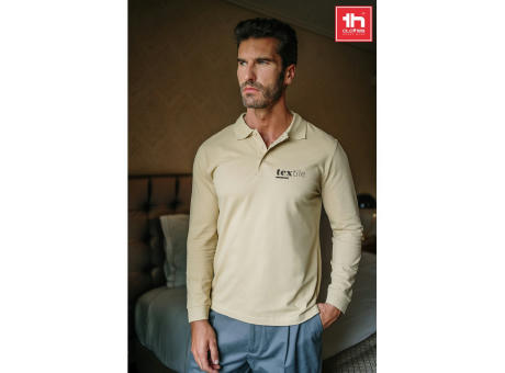 THC BERN. Langarm-Poloshirt für Herren aus kardierter Baumwolle