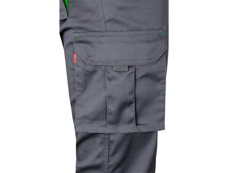 VL FIDES. Zweifarbige Stretch-Hose mit mehreren Taschen (240 g/m²), aus Baumwolle (46 %), EME (38 %) und Polyester (16 %)