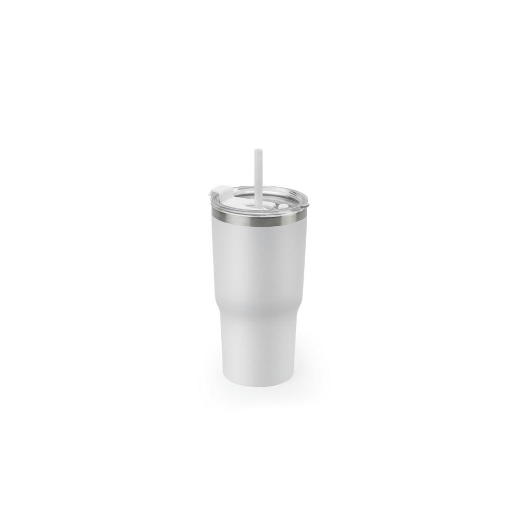 JOYNER M. Kompakter Reisebecher aus Edelstahl (91 % recycelt) mit vakuumisolierter Doppelwand und matter Oberfläche 600 ml