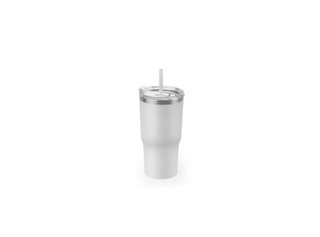 JOYNER M. Kompakter Reisebecher aus Edelstahl (91 % recycelt) mit vakuumisolierter Doppelwand und matter Oberfläche 600 ml