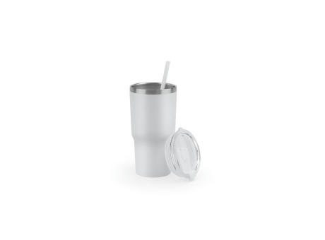 JOYNER M. Kompakter Reisebecher aus Edelstahl (91 % recycelt) mit vakuumisolierter Doppelwand und matter Oberfläche 600 ml