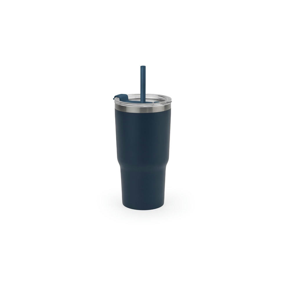 JOYNER M. Kompakter Reisebecher aus Edelstahl (91 % recycelt) mit vakuumisolierter Doppelwand und matter Oberfläche 600 ml