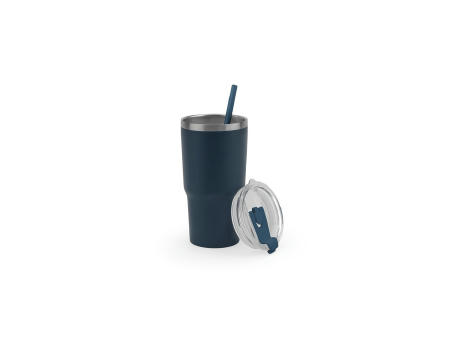 JOYNER M. Kompakter Reisebecher aus Edelstahl (91 % recycelt) mit vakuumisolierter Doppelwand und matter Oberfläche 600 ml