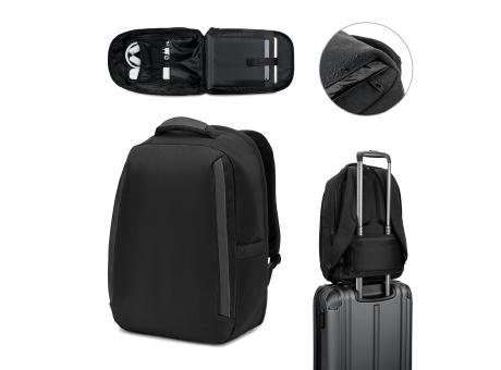 YANGON BPACK. Diebstahlsicherer Rucksack aus Twill mit wasserabweisender Beschichtung und recyceltem 600D-Polyester für Laptops 17'3"