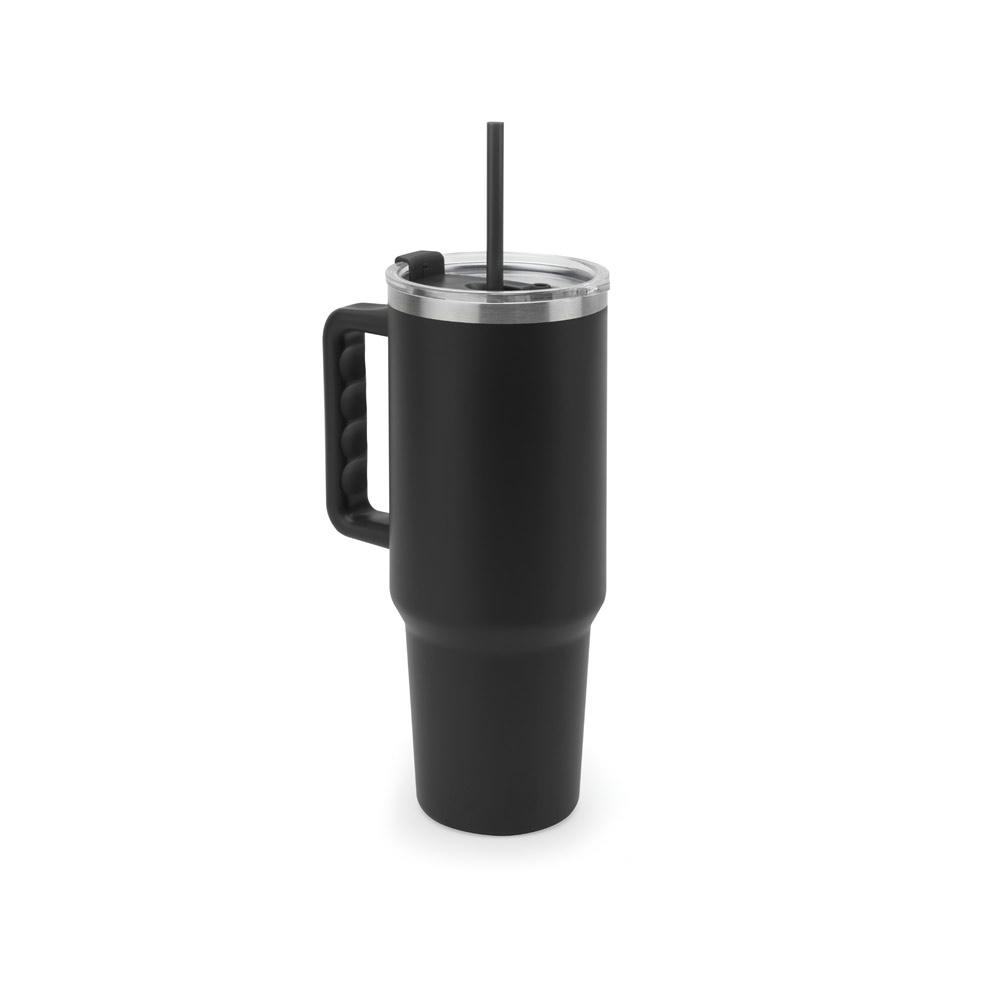 JOYNER XL. Grosser Reisebecher aus Edelstahl (91 % recycelt) mit vakuumisolierter Doppelwand und matter Oberfläche 1300 ml