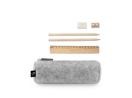 NOMAD. Mehrzwecketui aus recyceltem Filz (100 % rPET) mit Lineal, Bleistiften, Radiergummi und Spitzer