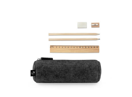 NOMAD. Mehrzwecketui aus recyceltem Filz (100 % rPET) mit Lineal, Bleistiften, Radiergummi und Spitzer