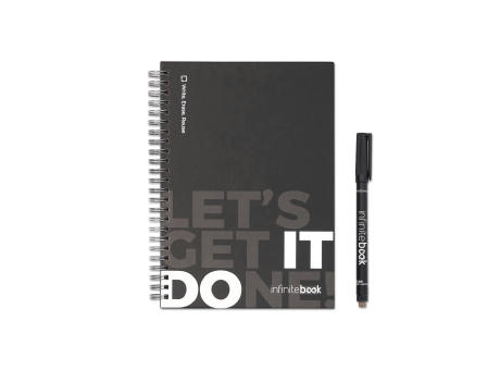 STARTER KIT INFINITEBOOK. Set bestehend aus einem Infinitebook mit Hardcover, einem Reinigungsset, einem Marker und einem Kugelschreiberhalter