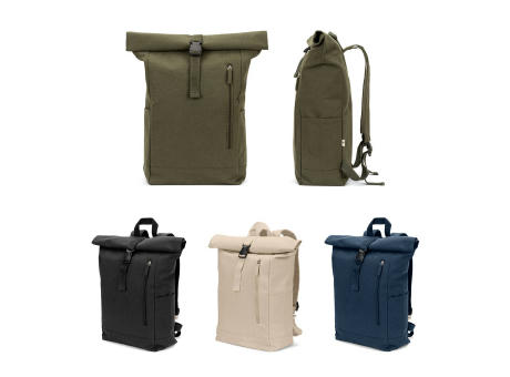 SAINT. Roll-Top-Rucksack aus recyceltem Baumwolle und recyceltem Polyester (380 g/m²)