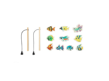 FISHY. Angelspiel mit 10 Holzfischen, ideal für Kinder