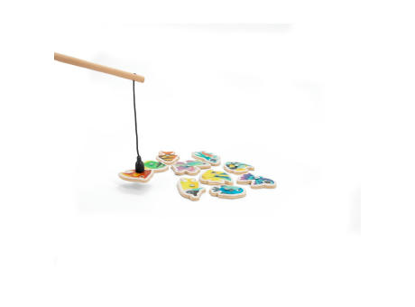 FISHY. Angelspiel mit 10 Holzfischen, ideal für Kinder