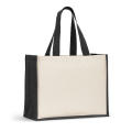 HELSINQUE COLOUR. Tasche aus Canvas (320 g/m²), mit Boden und Seiten aus farbig laminierter Jute (350 g/m²)