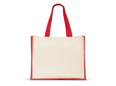 HELSINQUE COLOUR. Tasche aus Canvas (320 g/m²), mit Boden und Seiten aus farbig laminierter Jute (350 g/m²)
