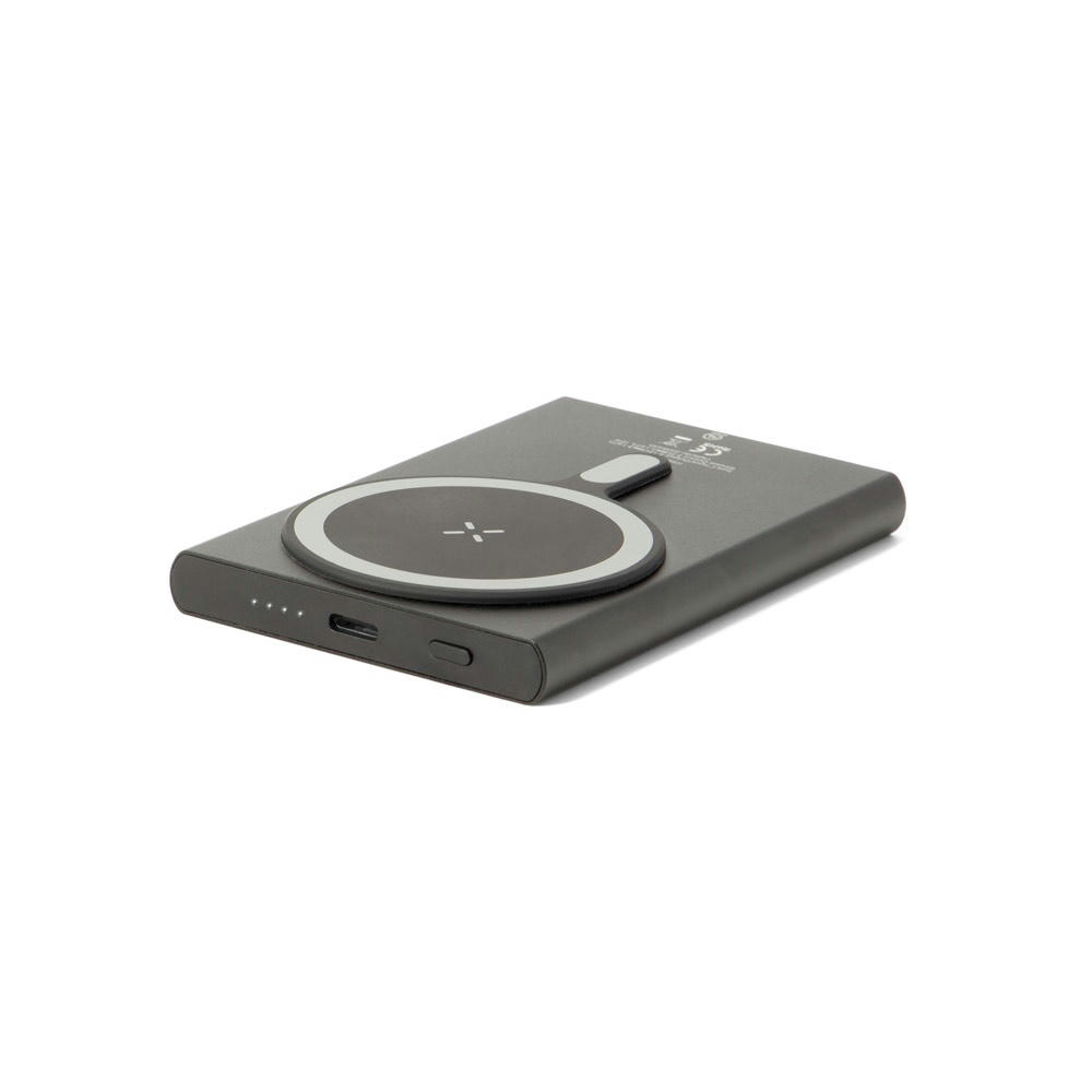 WRIGHT 5. Magnetische Powerbank mit Schnellladefunktion aus recyceltem Aluminium und recyceltem ABS, 5'000 mAh