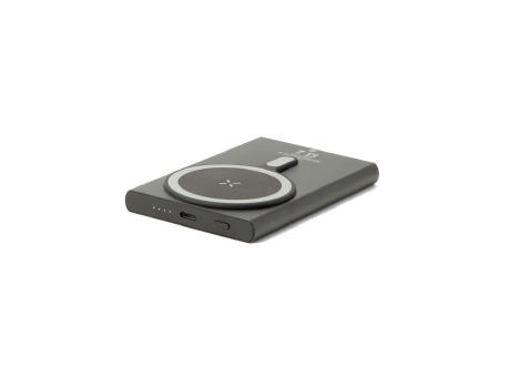 WRIGHT 5. Magnetische Powerbank mit Schnellladefunktion aus recyceltem Aluminium und recyceltem ABS, 5'000 mAh