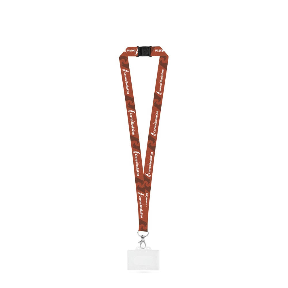 BARNSLEY. Lanyard aus recyceltem Polyester (100%rPET) mit Karabiner, Schicherheitsverschluss und Kartenhalter aus Hartplastik, geeignet für Sublimation