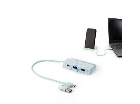 BERNERS HUB. Hub aus recyceltem ABS mit den Haupt-Ein- und Ausgängen