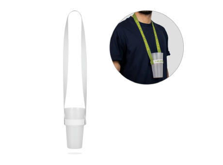 SWINDON. Lanyard und elastischer Becherhalter aus Polyester für Sublimation geeignet