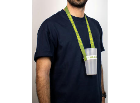SWINDON. Lanyard und elastischer Becherhalter aus Polyester für Sublimation geeignet