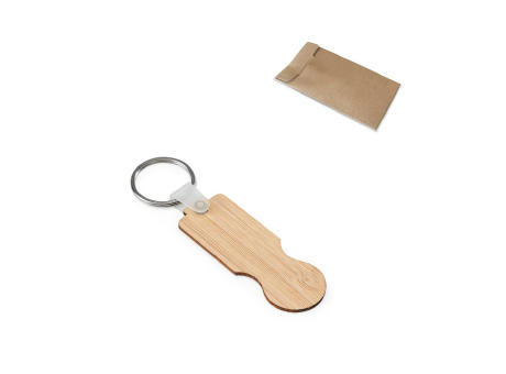 SHOPZ. Schlüsselanhänger aus Bambus mit münzförmigem Ende