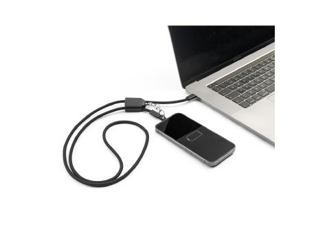 ZEWAIL. Lanyard mit Smartphone-Halterung, USB-C-Kabel und verschiedenen Adaptern aus recyceltem ABS und recyceltem TPE