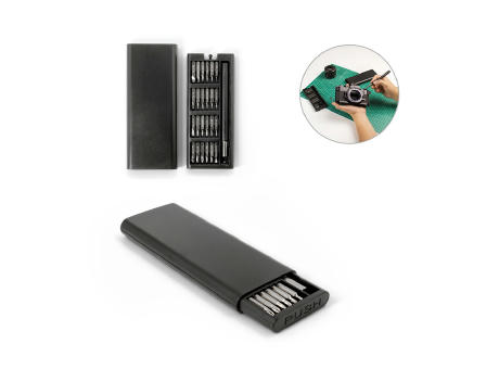 ATOM. Schraubendreher-Set mit verschiedenen magnetischen Spitzen aus Carbonstahl