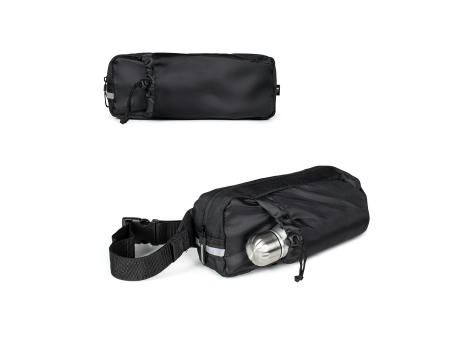 DELFOS POUCH SHINY. Gürteltasche aus 300D recyceltem Polyester (glänzende Oberfläche) und 600D recyceltem Polyester mit reflektierenden Elementen