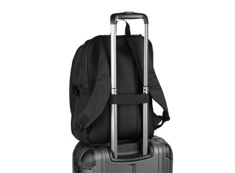 UDINE. Rucksack mit komplett öffnendem Fach aus recyceltem 300D Polyester, 16"