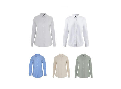 VL PRITHVI WOMEN. Hemd Oxford (180 g/m²) für Damen, aus Baumwolle (50 %), Polyester (45 %) und Elasthan (5 %)