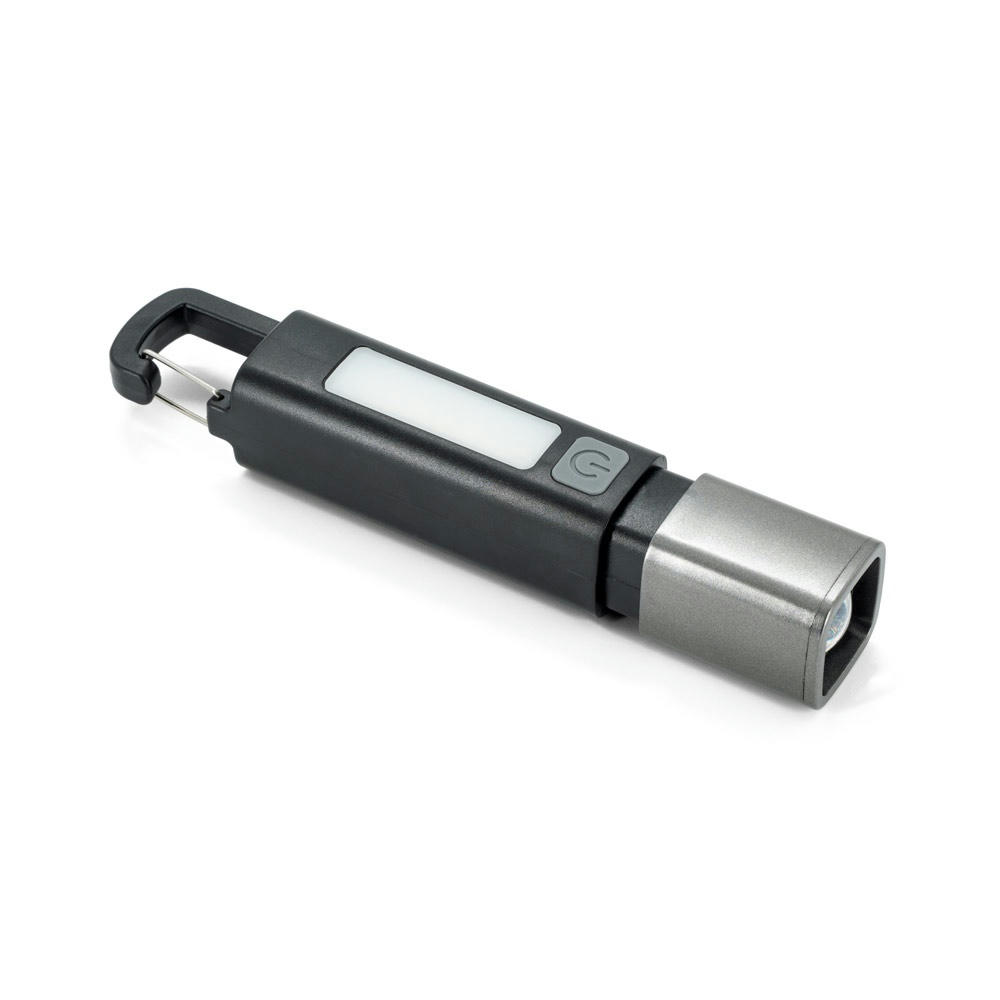 WIGGINS. ABS-Taschenlampe mit einer 2-W-LED-Leuchte (53 Lumen) an der Vorderseite und einer COB-Leuchte (53 Lumen) an der Oberseite