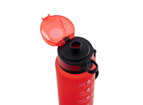 ERIKSSON. Flasche aus recyceltem PET (100 % rPET) mit motivierenden Sprüchen und Zeitmarkierungen, die zum Wassertrinken anregen
