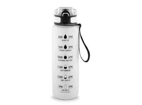 ERIKSSON. Flasche aus recyceltem PET (100 % rPET) mit motivierenden Sprüchen und Zeitmarkierungen, die zum Wassertrinken anregen