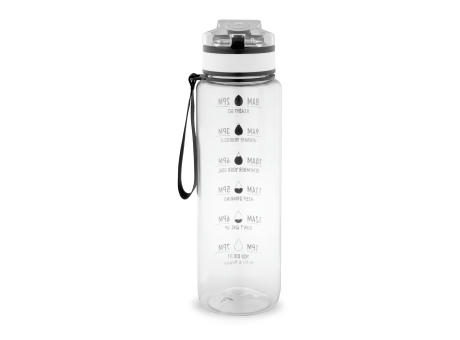 ERIKSSON. Flasche aus recyceltem PET (100 % rPET) mit motivierenden Sprüchen und Zeitmarkierungen, die zum Wassertrinken anregen