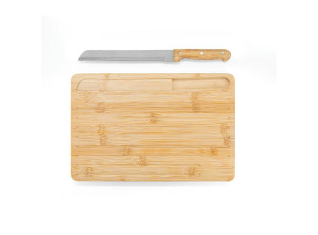CATCHER. Brotschneidebrett aus Bambus, inklusive Messer