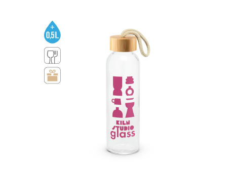 CROSBY. Glasflasche mit Bambusdeckel, 520 ml