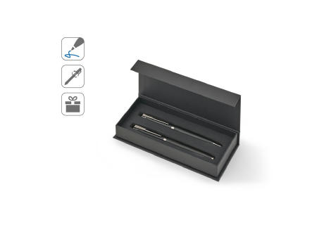 KINGSLEY. Set bestehend aus 1 Kugelschreiber und 1 Tintenroller aus Aluminium mit blauer Dokumental®-Tinte