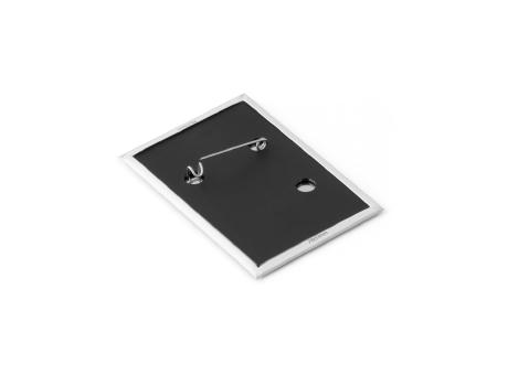 Button PIN 13. Rechteckiger vertikaler Pin mit Broschennadel