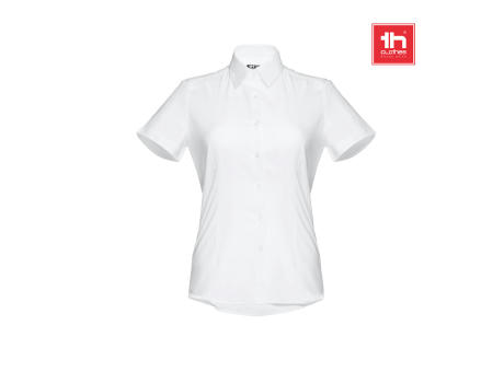 THC LONDON WOMEN WH. Kurzärmeliges Oxford-Hemd für Damen. Weiße Farbe