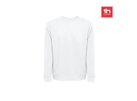 THC COLOMBO WH. Sweatshirt (unisex) aus italienischem Frottee ohne Krempel. Weiße Farbe