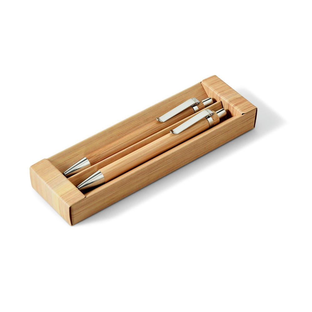 GREENY. Schreibset mit Kugelschreiber und Minenbleistift aus Bambus