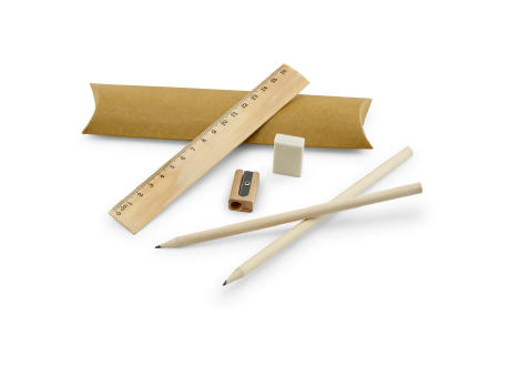 RHOMBUS. Schulschreibset: Lineal, Bleistift, Radiergummi und Anspitzer