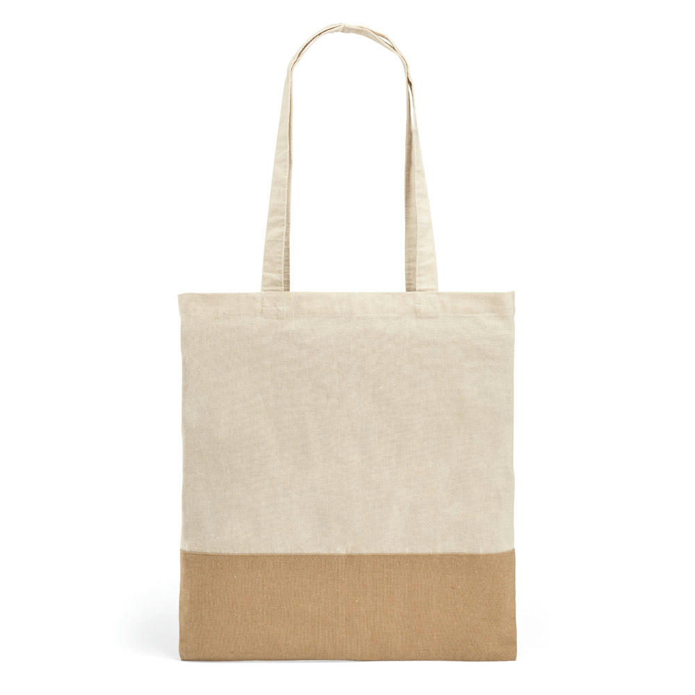 MERCAT. Tasche aus 100% Baumwolle (160 g/m²) mit Details aus Jute-Imitat
