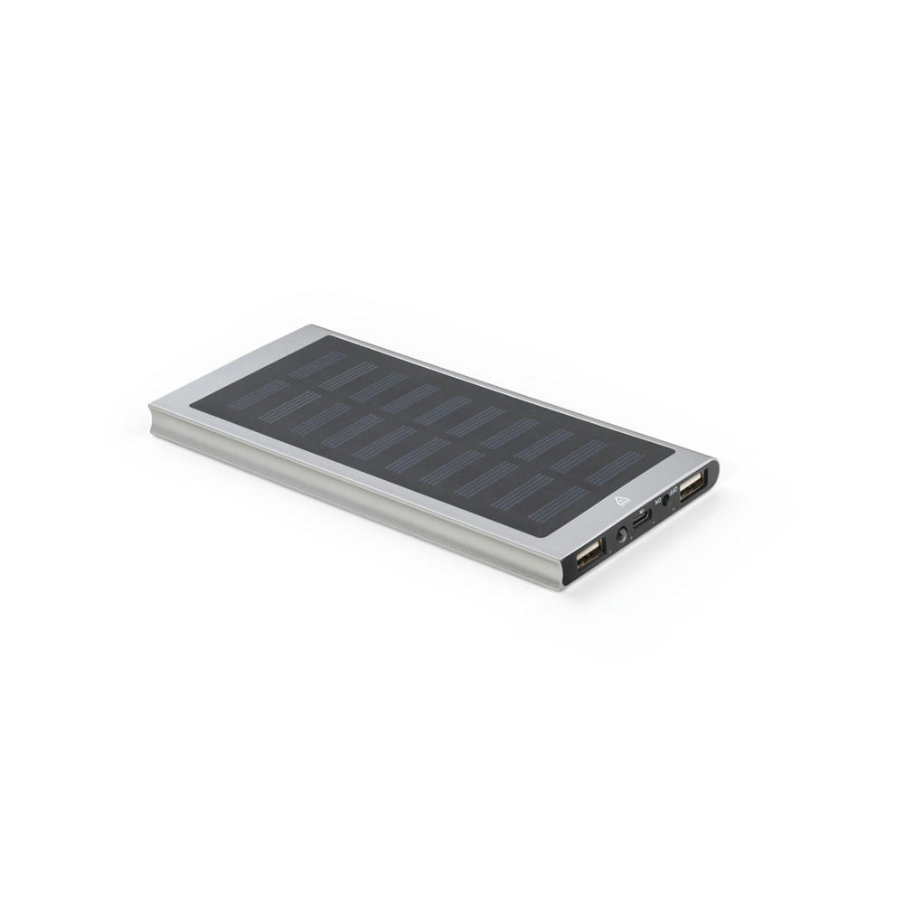 CLERK. 8'000 mAh Powerbank mit Solarpanel aus 100% recyceltem Aluminium