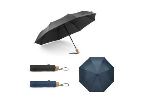 RIVER. Faltbarer Regenschirm aus PET (100% rPET) mit automatischer Öffnung und Schließung