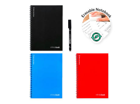 INFINITEBOOK PLAIN A5. "Infinitebook" mit flexiblem Einband und 15 unlinierten Whiteboard Seiten