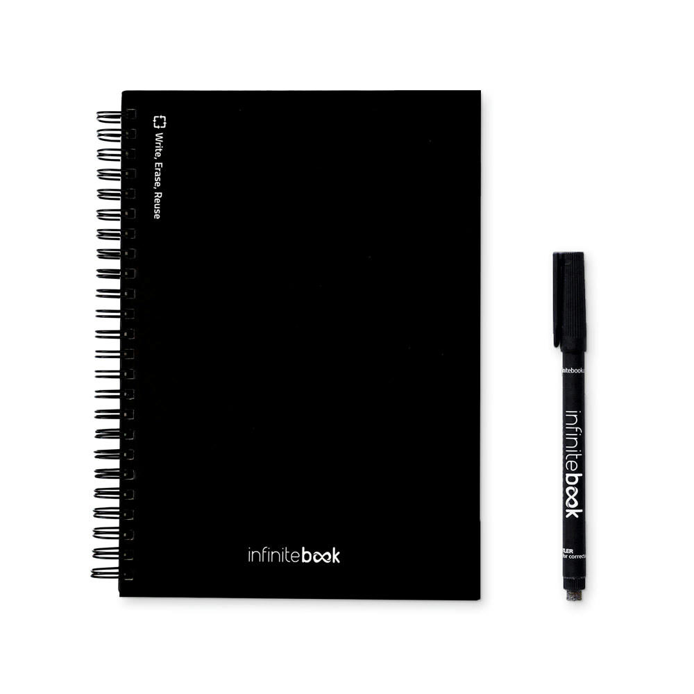 STARTER KIT INFINITEBOOK A5. Kit bestehend aus einem "Infinitebook", Reinigungsset, Marker und Markerhalter