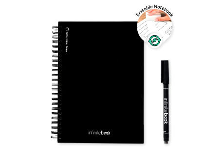 STARTER KIT INFINITEBOOK A5. Kit bestehend aus einem "Infinitebook", Reinigungsset, Marker und Markerhalter