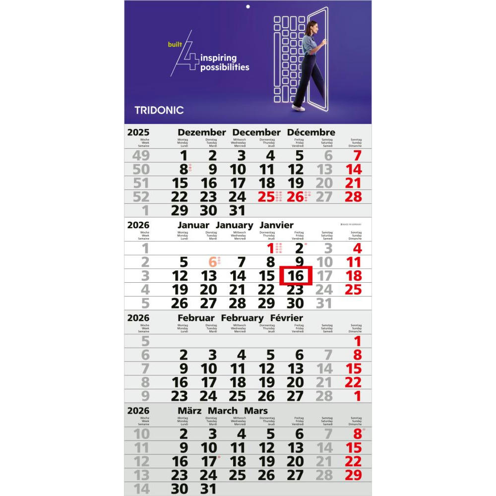 4-Monatskalender Mega 4 Bestseller (Einblatt)