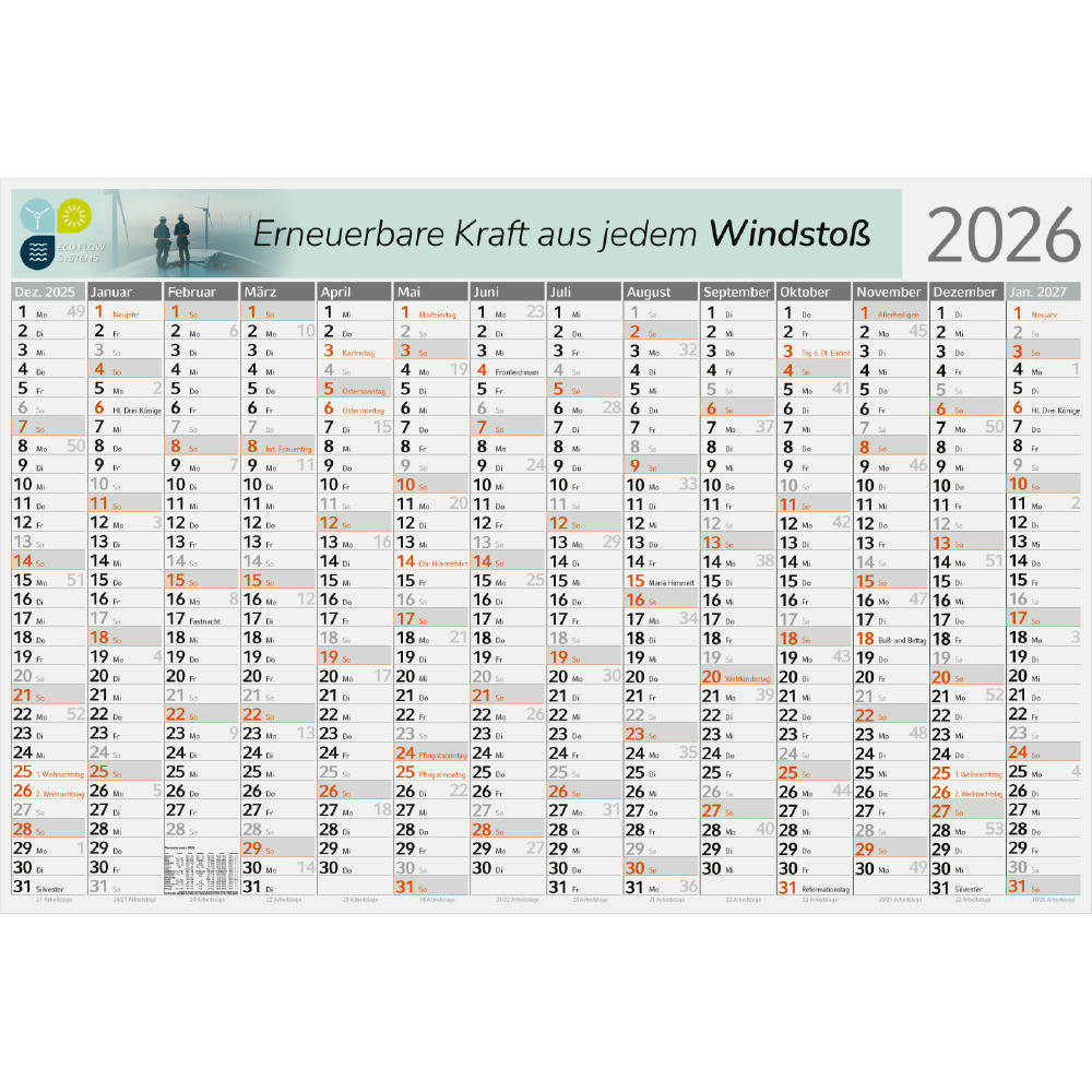 Wandplaner Pure green+blue