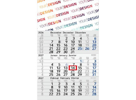 3-Monatskalender Einblatt Budget 3 RECYCLING Schrift modern